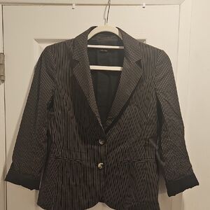 Theory Black and White Pinstripe Blazer